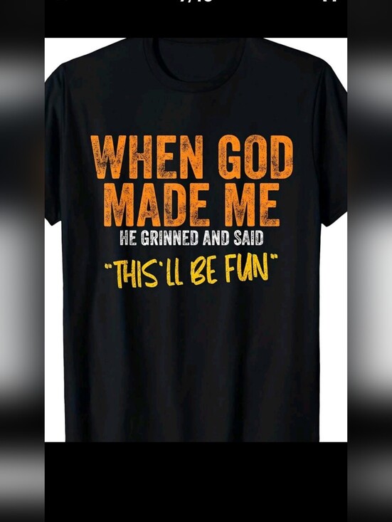 Other - NWT Retro Funny Black Graphic Tee "When God Made Me" in Orange & Yellow